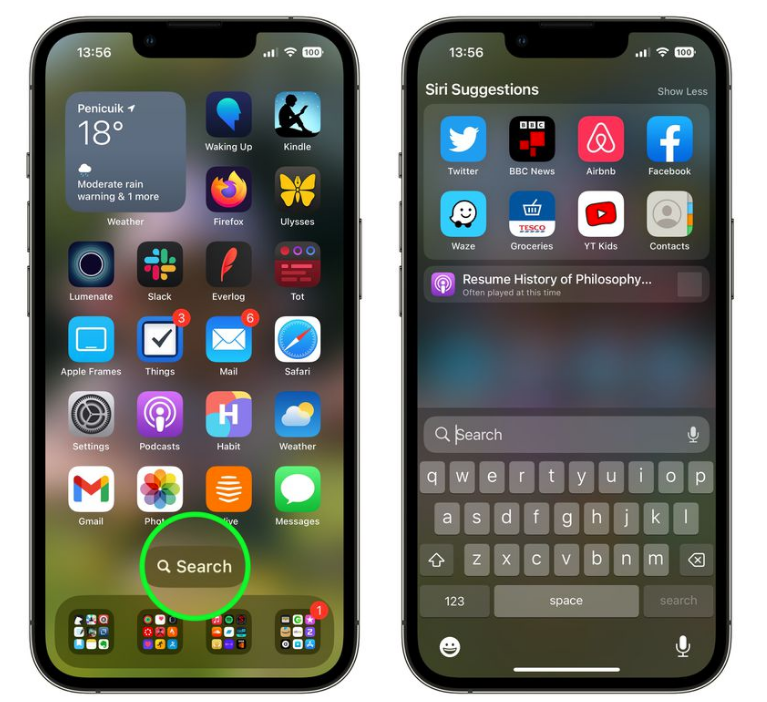 黑龙江苹果手机维修分享升级到 iOS 16 后，如何删除主屏幕上的搜索按钮 